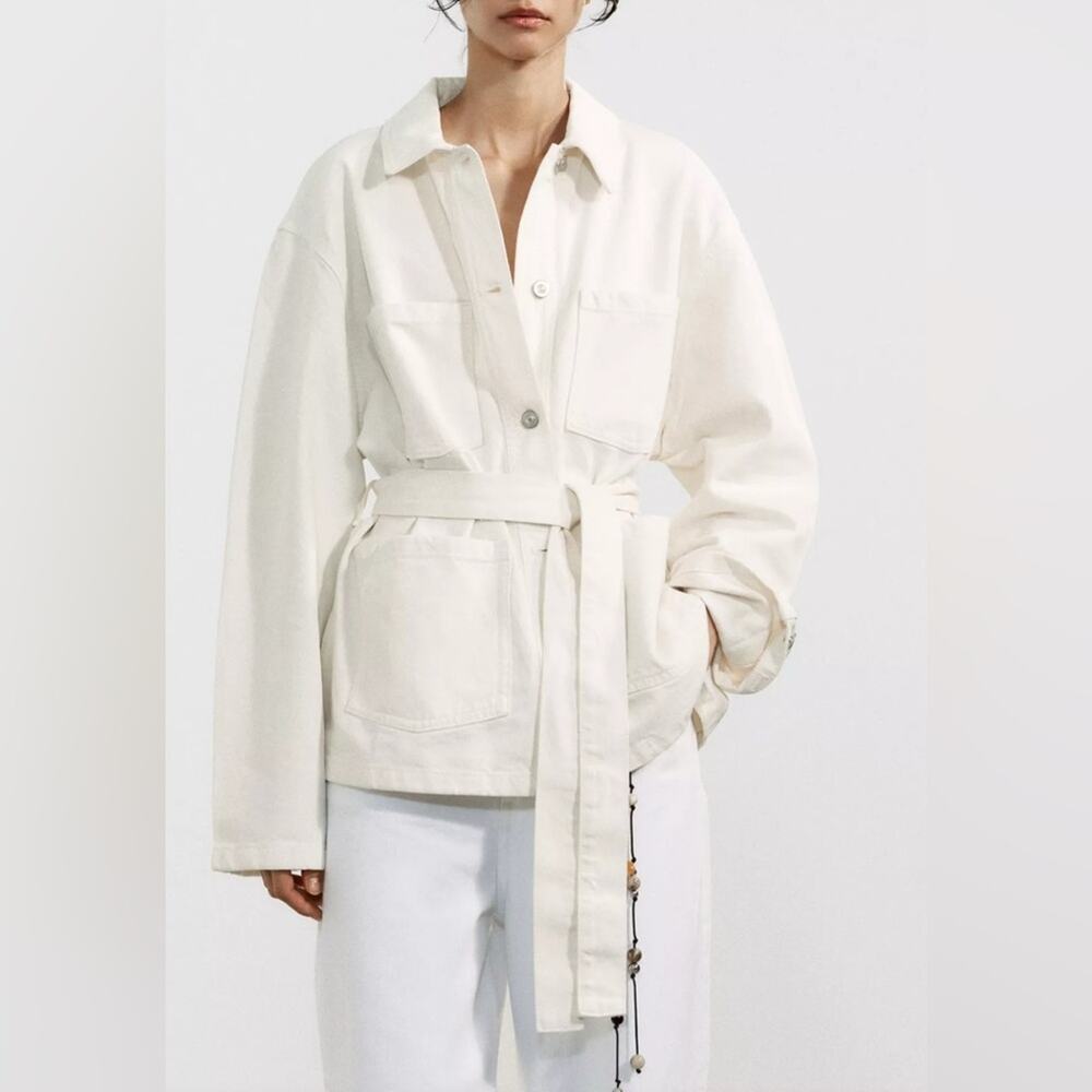 Nwt- Zara- Belted TRF Demim Jacket -XXL